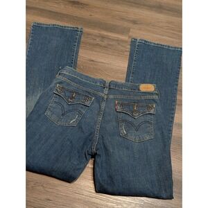 Levis 515 Bootcut Jeans Womens 8 Long Medium Wash Flap Pocket Studded Y2K
